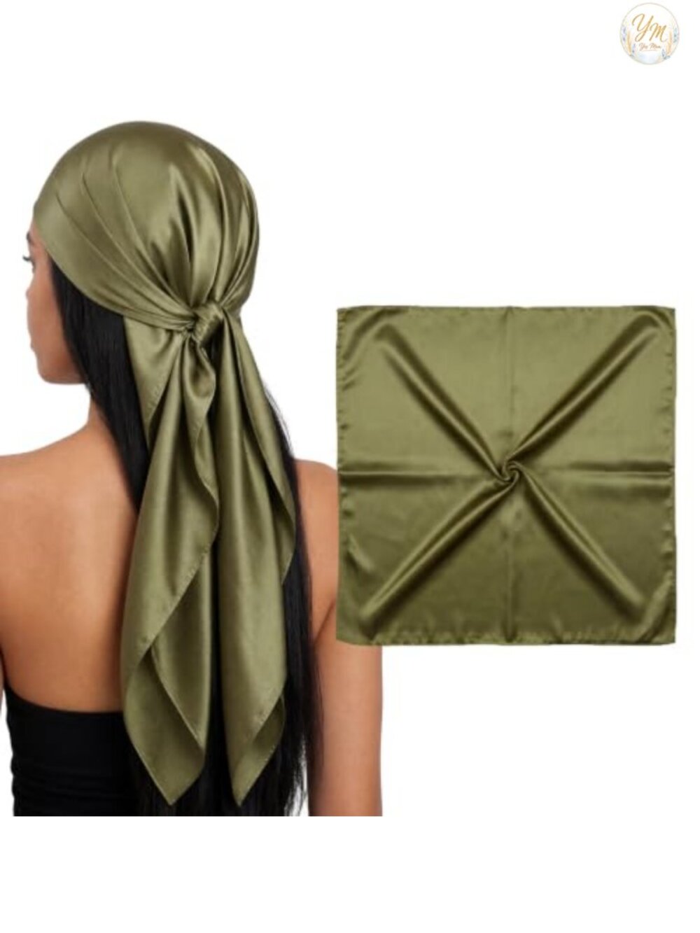 100% Mulberry Silk Large Head Scarf Bandana 19 Momme Grade 6A 36" Square
